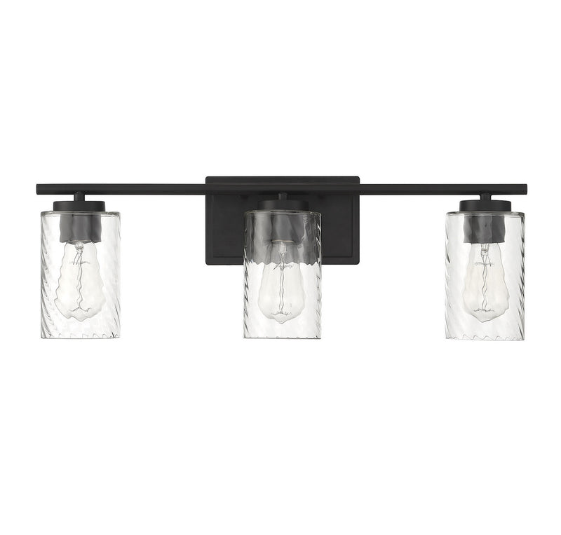 Meridian M80038MBK Three Light Bathroom Vanity Light, Matte Black
