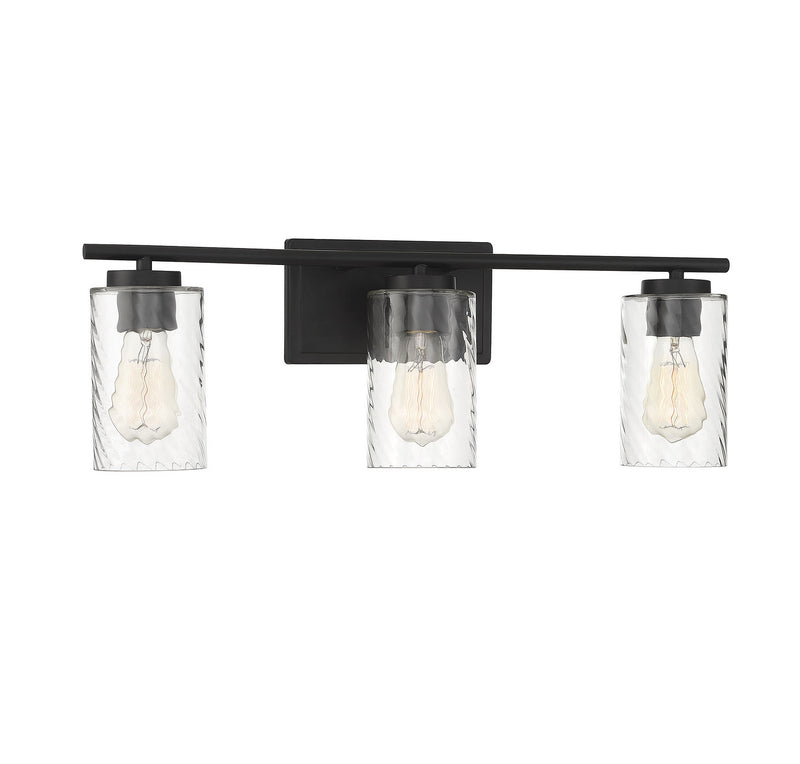 Meridian M80038MBK Three Light Bathroom Vanity Light, Matte Black