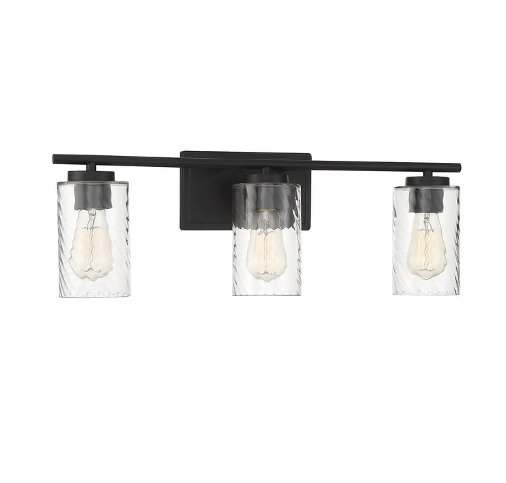 Meridian M80038MBK Three Light Bathroom Vanity Light, Matte Black