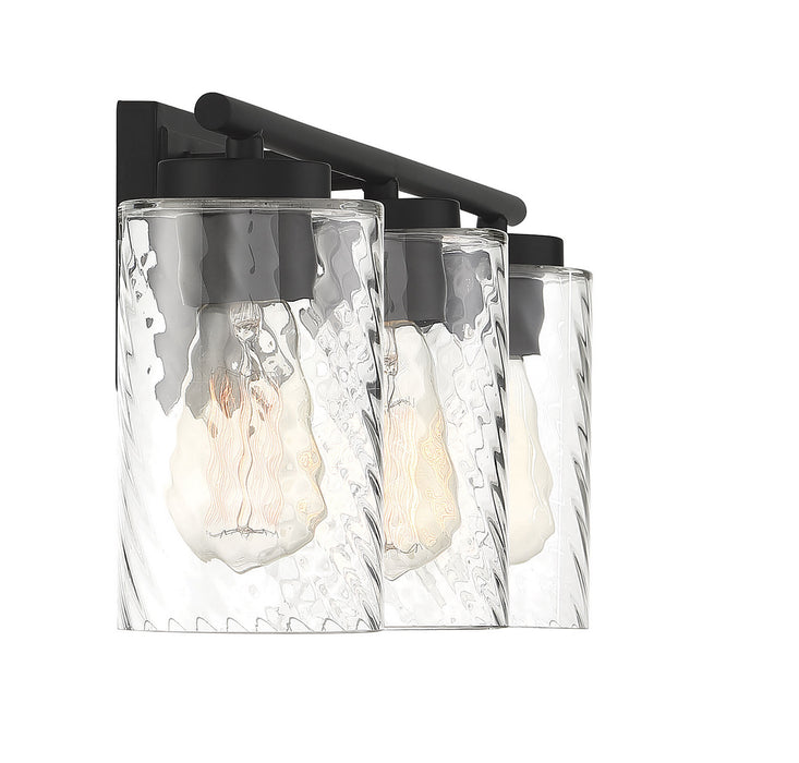 Meridian M80038MBK Three Light Bathroom Vanity Light, Matte Black