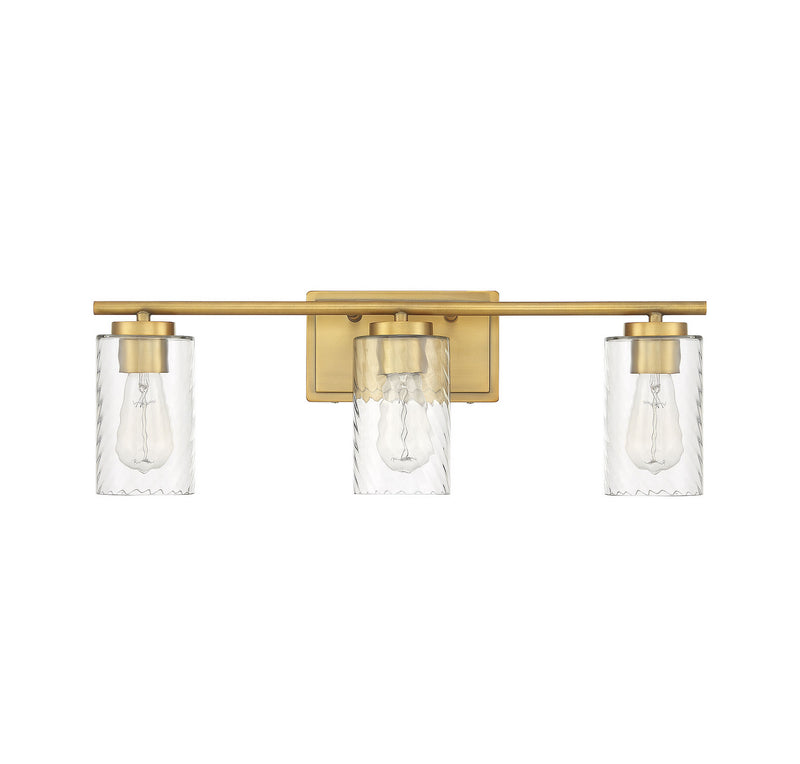 Meridian M80038NB Three Light Bathroom Vanity Light, Natural Brass