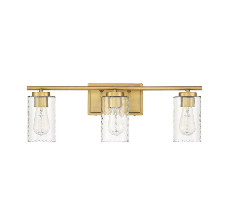 Meridian M80038NB Three Light Bathroom Vanity Light, Natural Brass