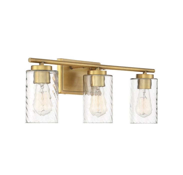 Meridian M80038NB Three Light Bathroom Vanity Light, Natural Brass