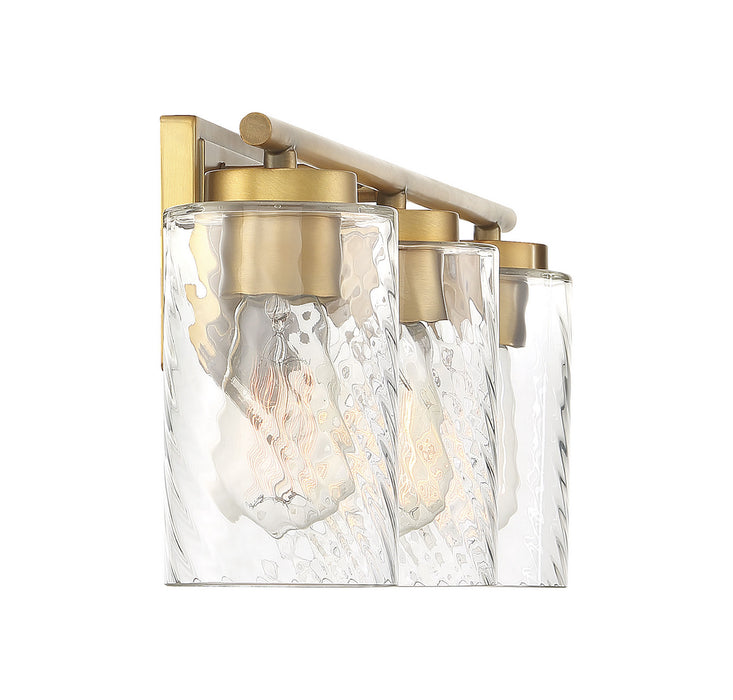 Meridian M80038NB Three Light Bathroom Vanity Light, Natural Brass