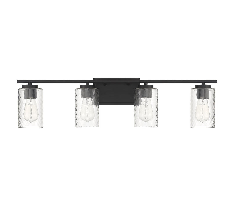 Meridian M80039MBK Four Light Bathroom Vanity Light, Matte Black