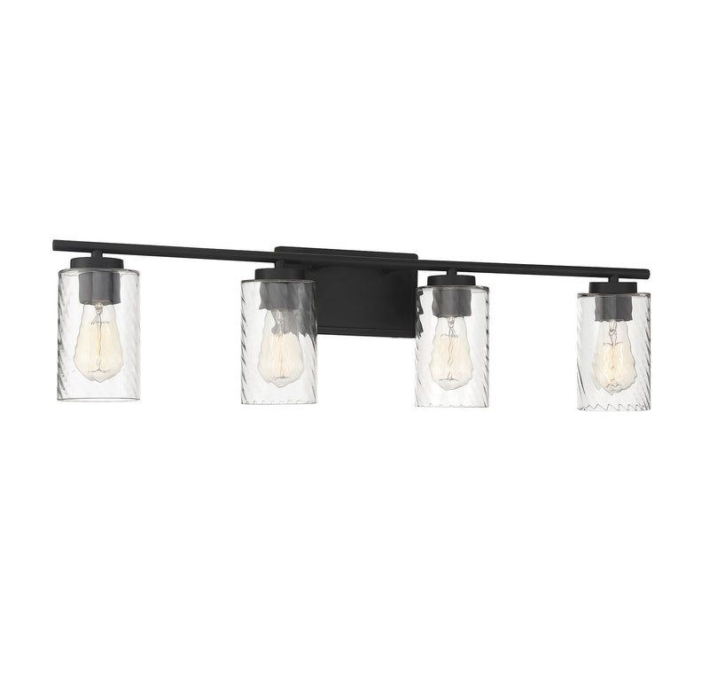 Meridian M80039MBK Four Light Bathroom Vanity Light, Matte Black