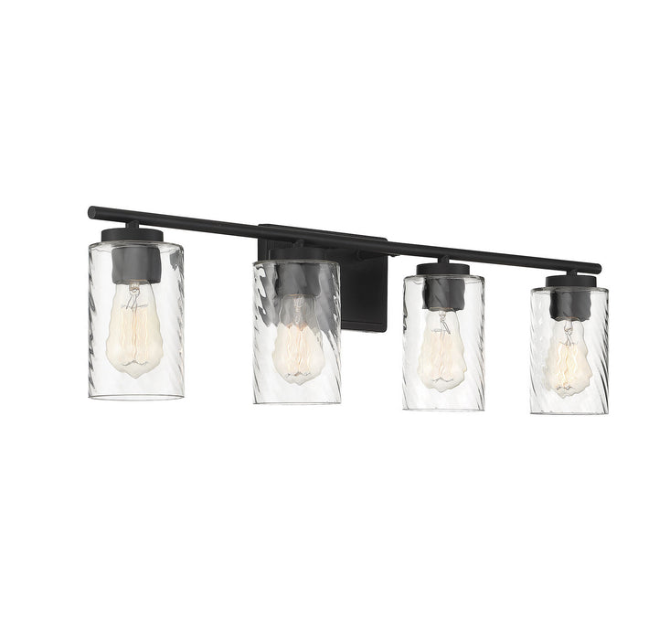 Meridian M80039MBK Four Light Bathroom Vanity Light, Matte Black