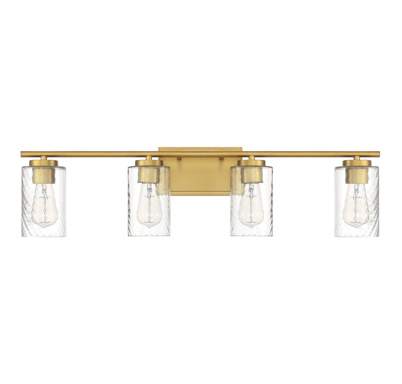 Meridian M80039NB Four Light Bathroom Vanity Light, Natural Brass
