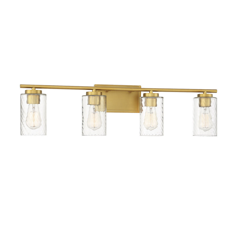 Meridian M80039NB Four Light Bathroom Vanity Light, Natural Brass