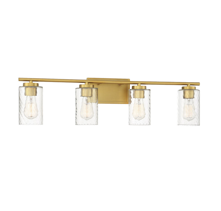 Meridian M80039NB Four Light Bathroom Vanity Light, Natural Brass