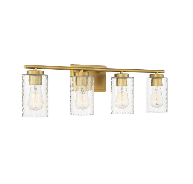 Meridian M80039NB Four Light Bathroom Vanity Light, Natural Brass