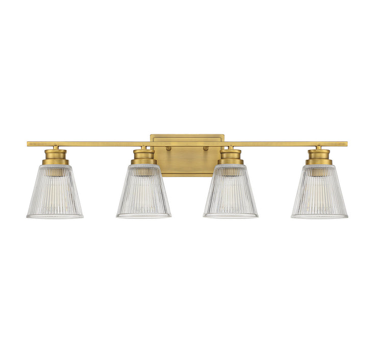 Meridian M80042NB Four Light Bathroom Vanity Light, Natural Brass