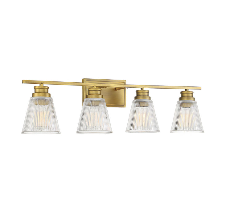 Meridian M80042NB Four Light Bathroom Vanity Light, Natural Brass