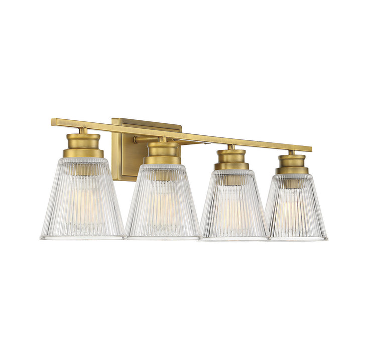 Meridian M80042NB Four Light Bathroom Vanity Light, Natural Brass