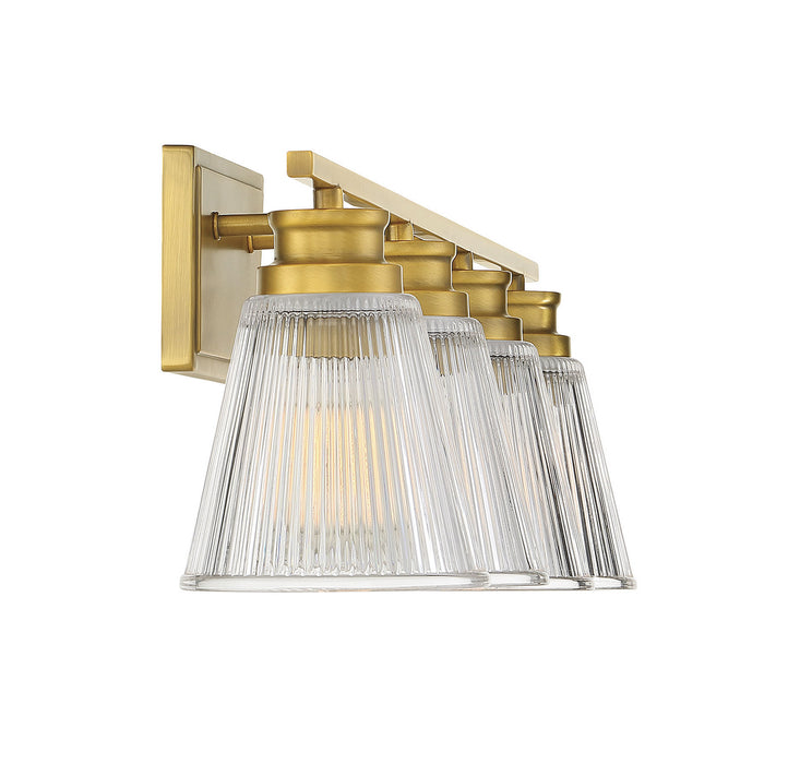 Meridian M80042NB Four Light Bathroom Vanity Light, Natural Brass
