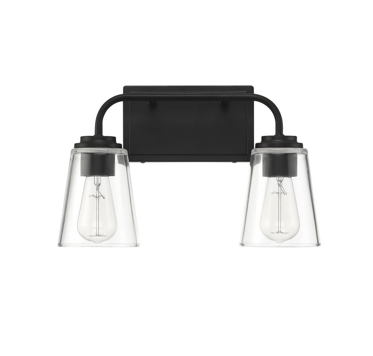 Meridian M80043MBK Two Light Bathroom Vanity Light, Matte Black