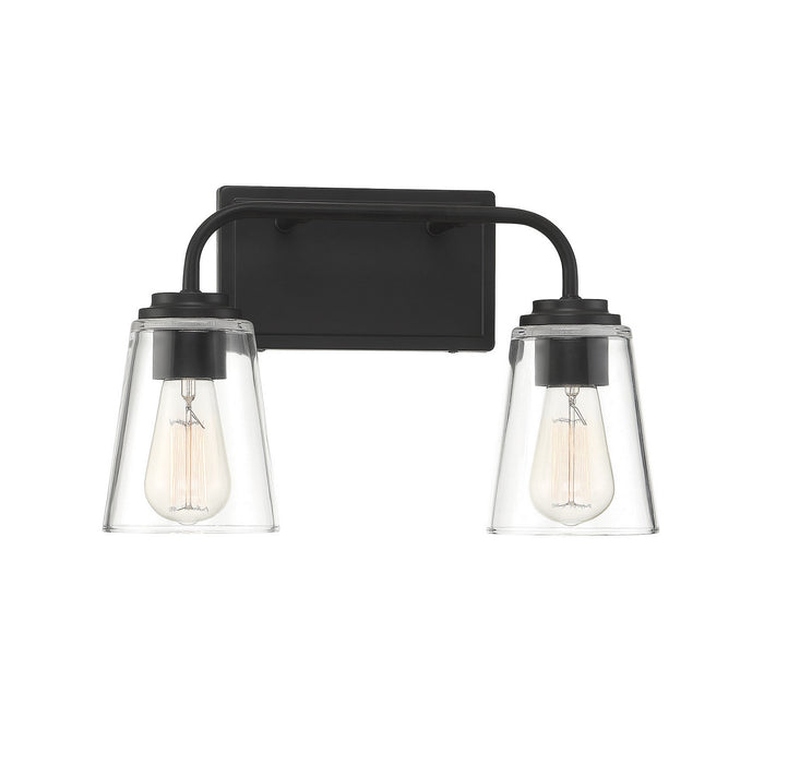 Meridian M80043MBK Two Light Bathroom Vanity Light, Matte Black