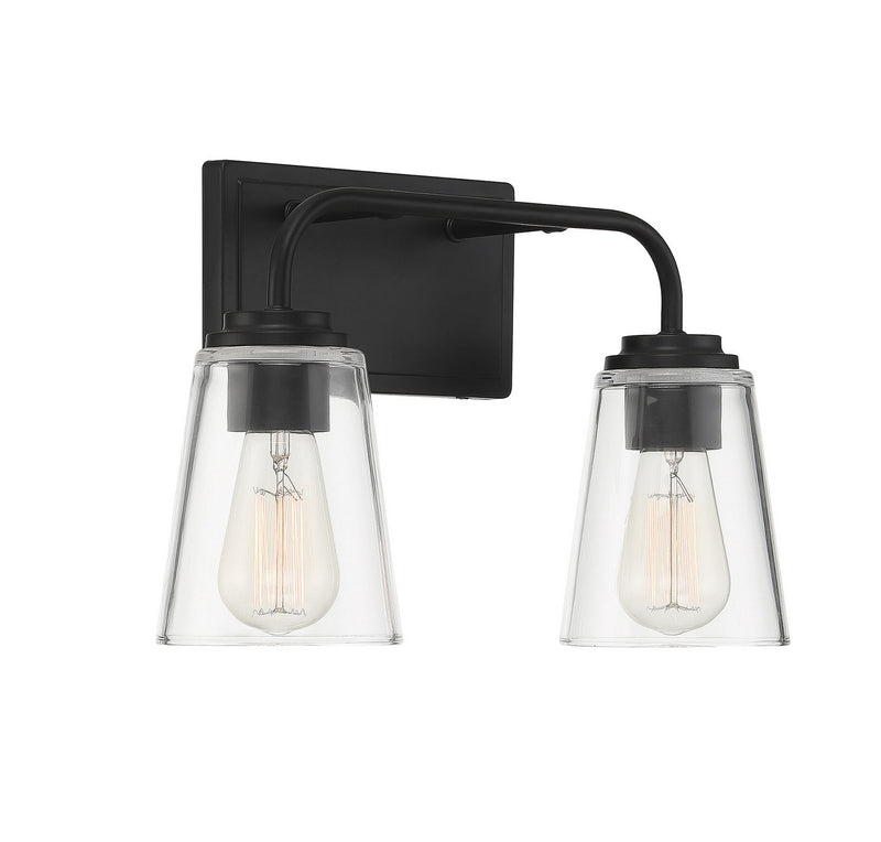 Meridian M80043MBK Two Light Bathroom Vanity Light, Matte Black