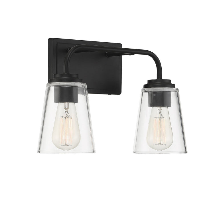 Meridian M80043MBK Two Light Bathroom Vanity Light, Matte Black