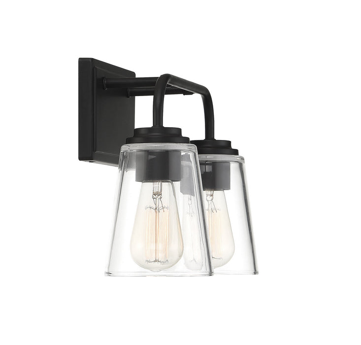 Meridian M80043MBK Two Light Bathroom Vanity Light, Matte Black