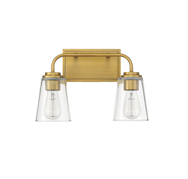 Meridian M80043NB Two Light Bathroom Vanity Light, Natural Brass