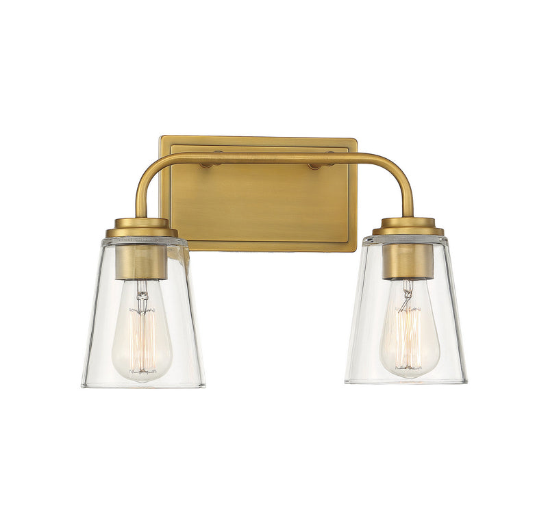 Meridian M80043NB Two Light Bathroom Vanity Light, Natural Brass