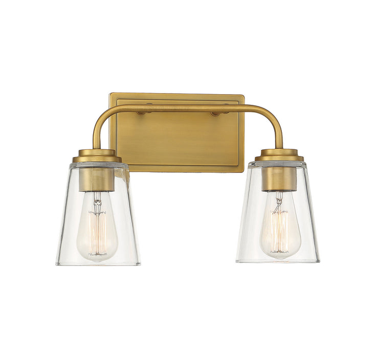Meridian M80043NB Two Light Bathroom Vanity Light, Natural Brass
