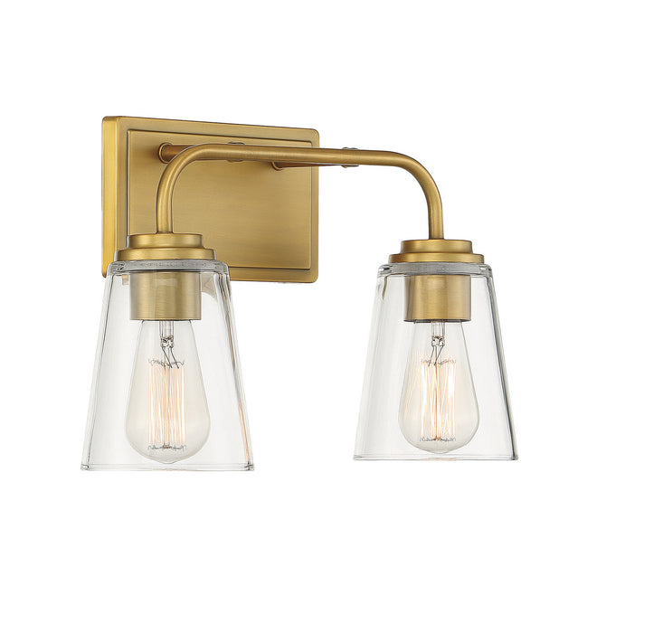 Meridian M80043NB Two Light Bathroom Vanity Light, Natural Brass