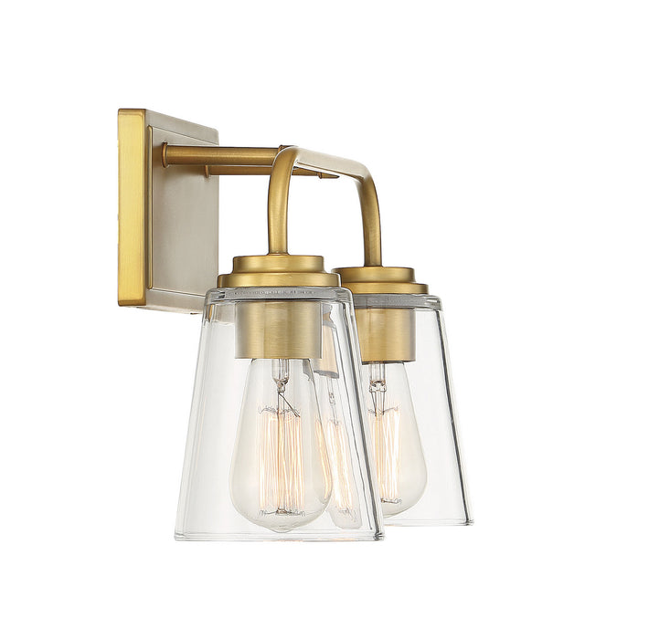 Meridian M80043NB Two Light Bathroom Vanity Light, Natural Brass