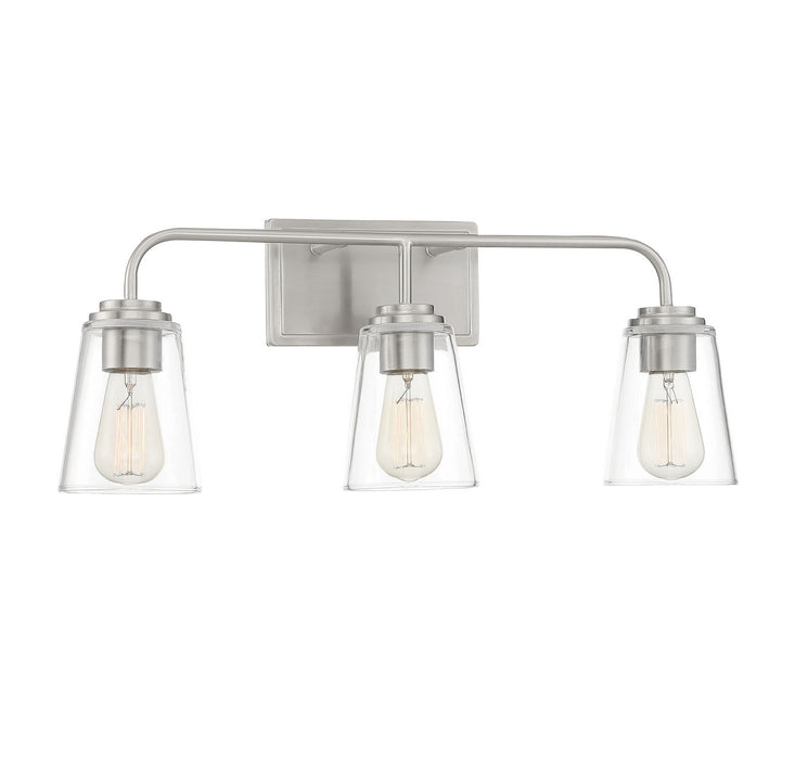 Meridian M80044BN Three Light Bathroom Vanity Light, Brushed Nickel
