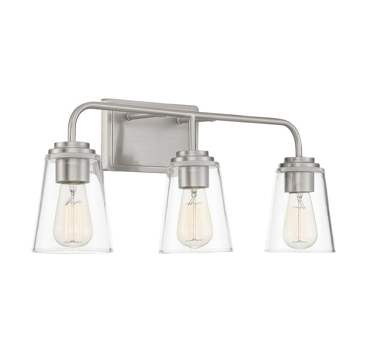Meridian M80044BN Three Light Bathroom Vanity Light, Brushed Nickel