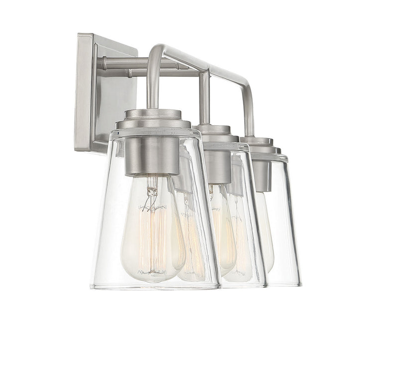 Meridian M80044BN Three Light Bathroom Vanity Light, Brushed Nickel