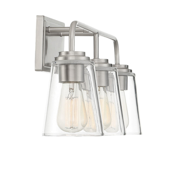 Meridian M80044BN Three Light Bathroom Vanity Light, Brushed Nickel