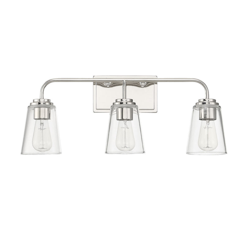 Meridian M80044PN Three Light Bathroom Vanity Light, Polished Nickel