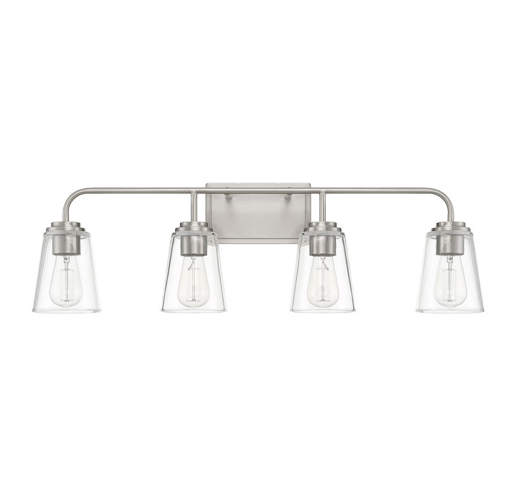 Meridian M80045BN Four Light Bathroom Vanity Light, Brushed Nickel