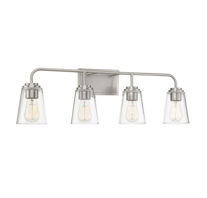 Meridian M80045BN Four Light Bathroom Vanity Light, Brushed Nickel