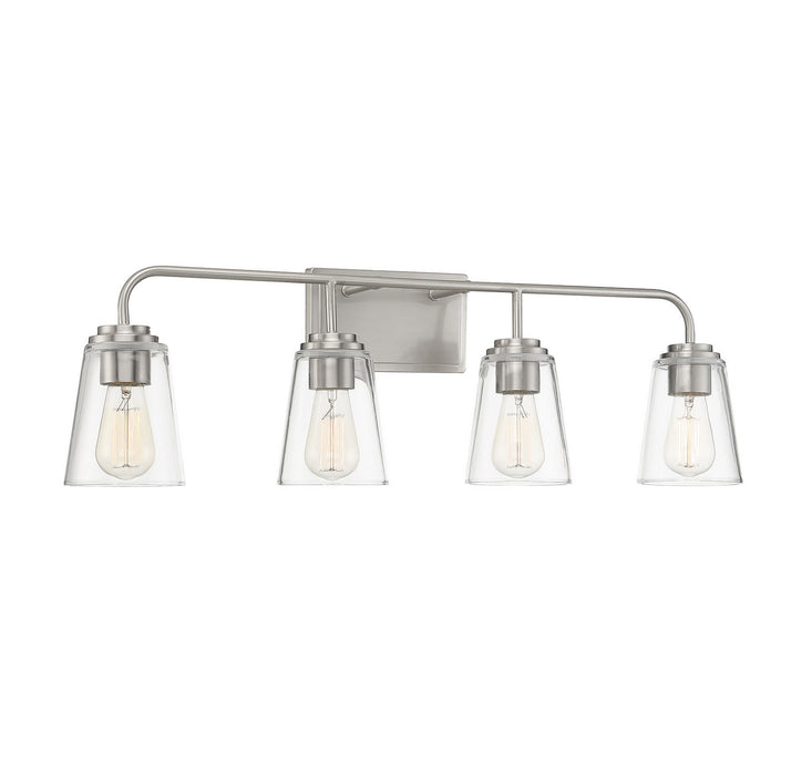 Meridian M80045BN Four Light Bathroom Vanity Light, Brushed Nickel