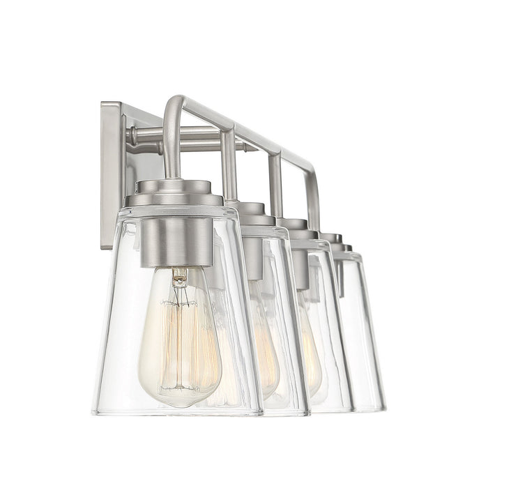 Meridian M80045BN Four Light Bathroom Vanity Light, Brushed Nickel