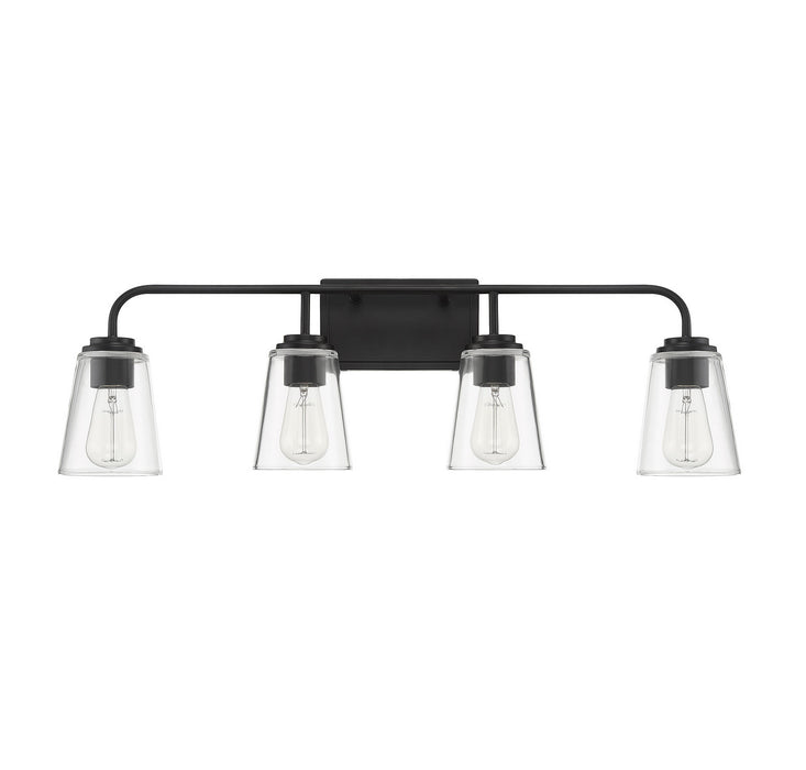 Meridian M80045MBK Four Light Bathroom Vanity Light, Matte Black