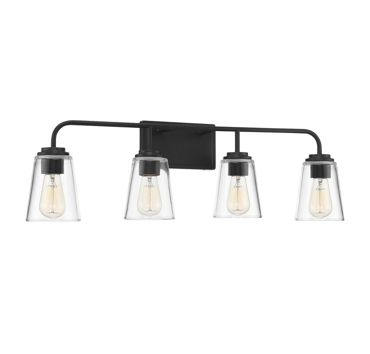 Meridian M80045MBK Four Light Bathroom Vanity Light, Matte Black