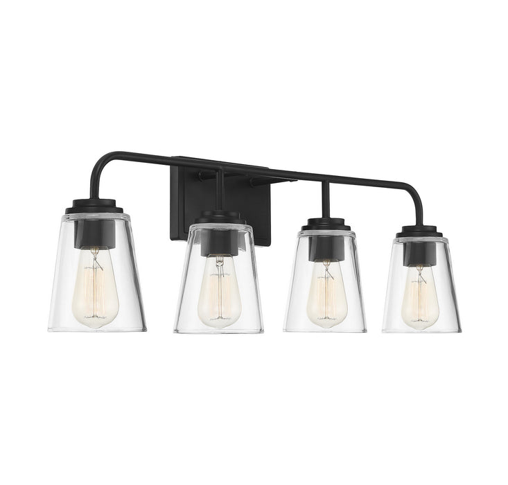 Meridian M80045MBK Four Light Bathroom Vanity Light, Matte Black