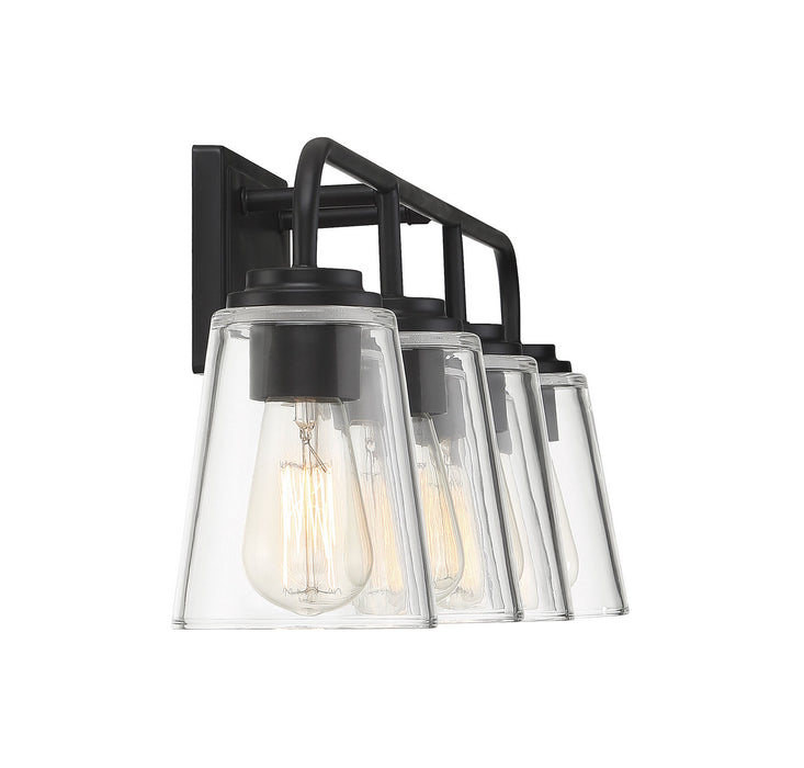 Meridian M80045MBK Four Light Bathroom Vanity Light, Matte Black