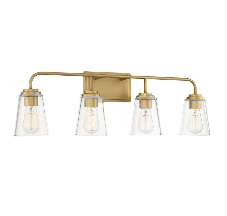 Meridian M80045NB Four Light Bathroom Vanity Light, Natural Brass