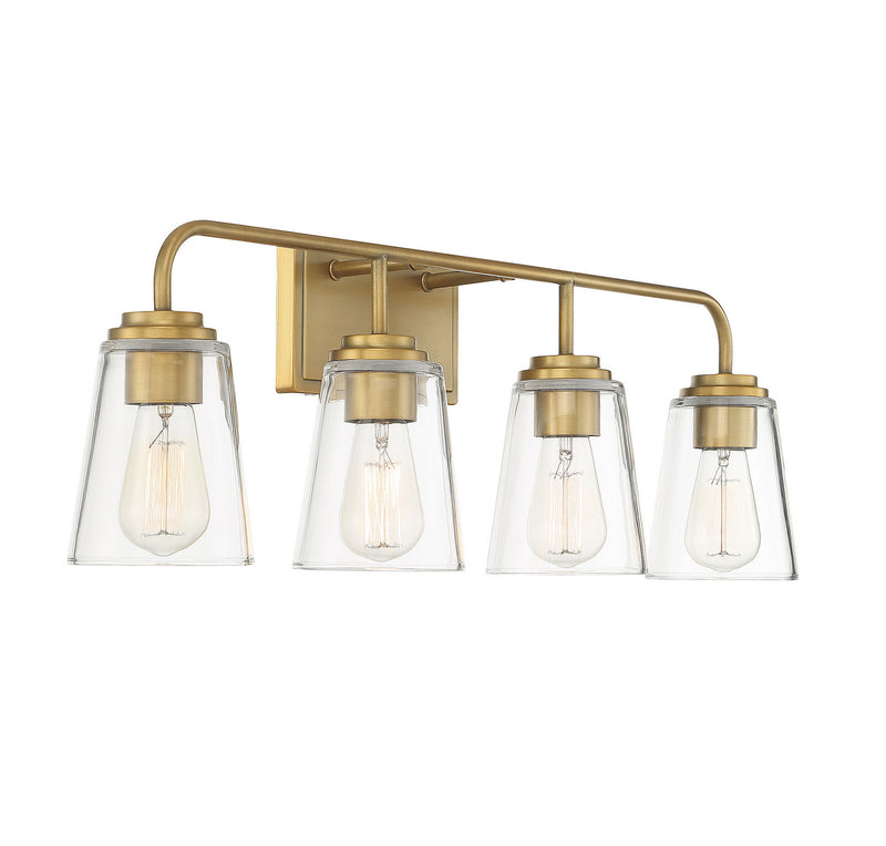 Meridian M80045NB Four Light Bathroom Vanity Light, Natural Brass