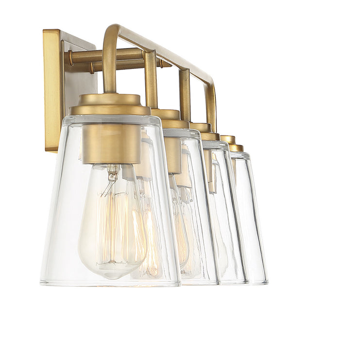 Meridian M80045NB Four Light Bathroom Vanity Light, Natural Brass