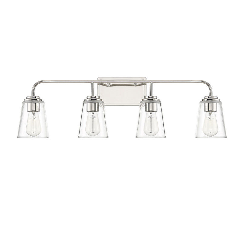 Meridian M80045PN Four Light Bathroom Vanity Light, Polished Nickel