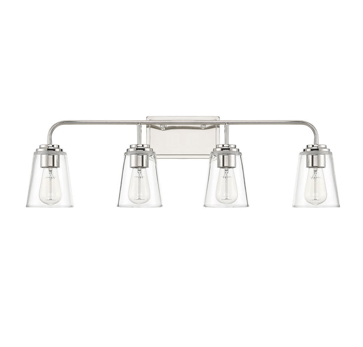 Meridian M80045PN Four Light Bathroom Vanity Light, Polished Nickel