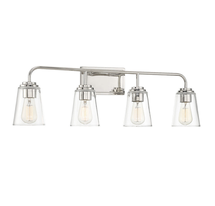 Meridian M80045PN Four Light Bathroom Vanity Light, Polished Nickel