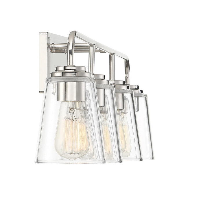 Meridian M80045PN Four Light Bathroom Vanity Light, Polished Nickel