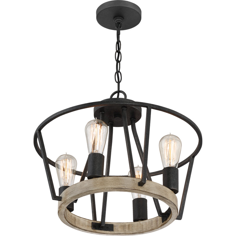 Quoizel BRT2817GK Four Light Pendant, Grey Ash